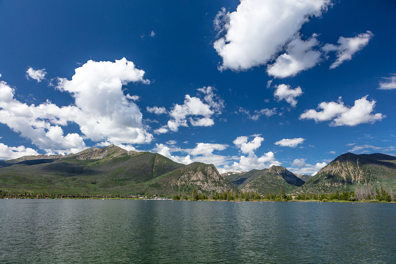 Lake Dillon with view of Peak One, Mt. Royal and Tenmile Canyon.