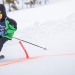 Young boy skiing at Bubble Gum Ski Race.