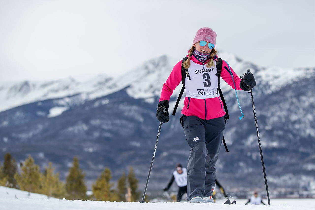 Woman in Nordic ski race.