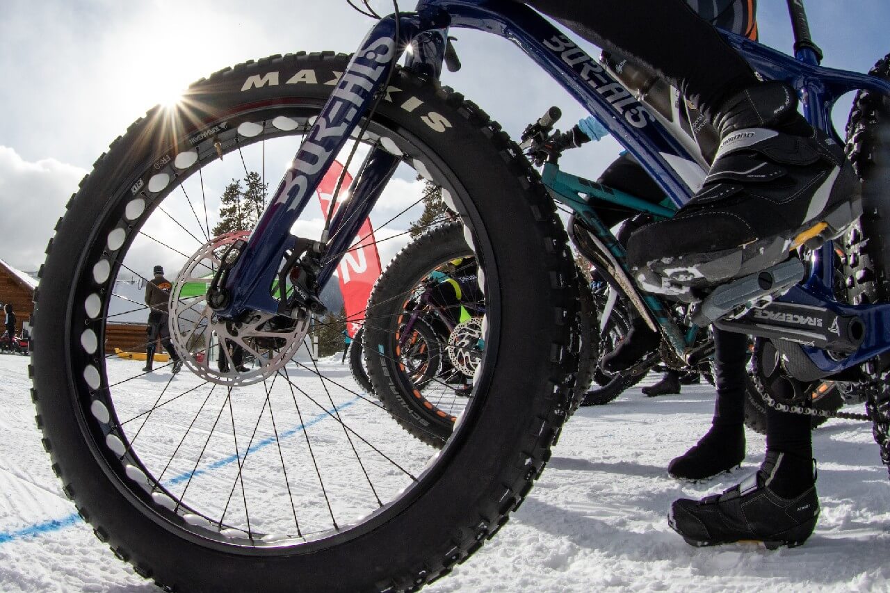 Close up shot of fat tire bike at Frisco Freeze Fat Bike Race