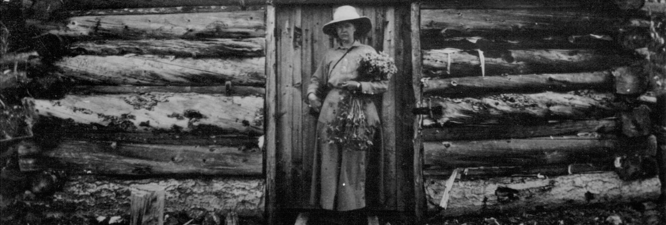 Historic photo of woman at mine entrance at Masontown