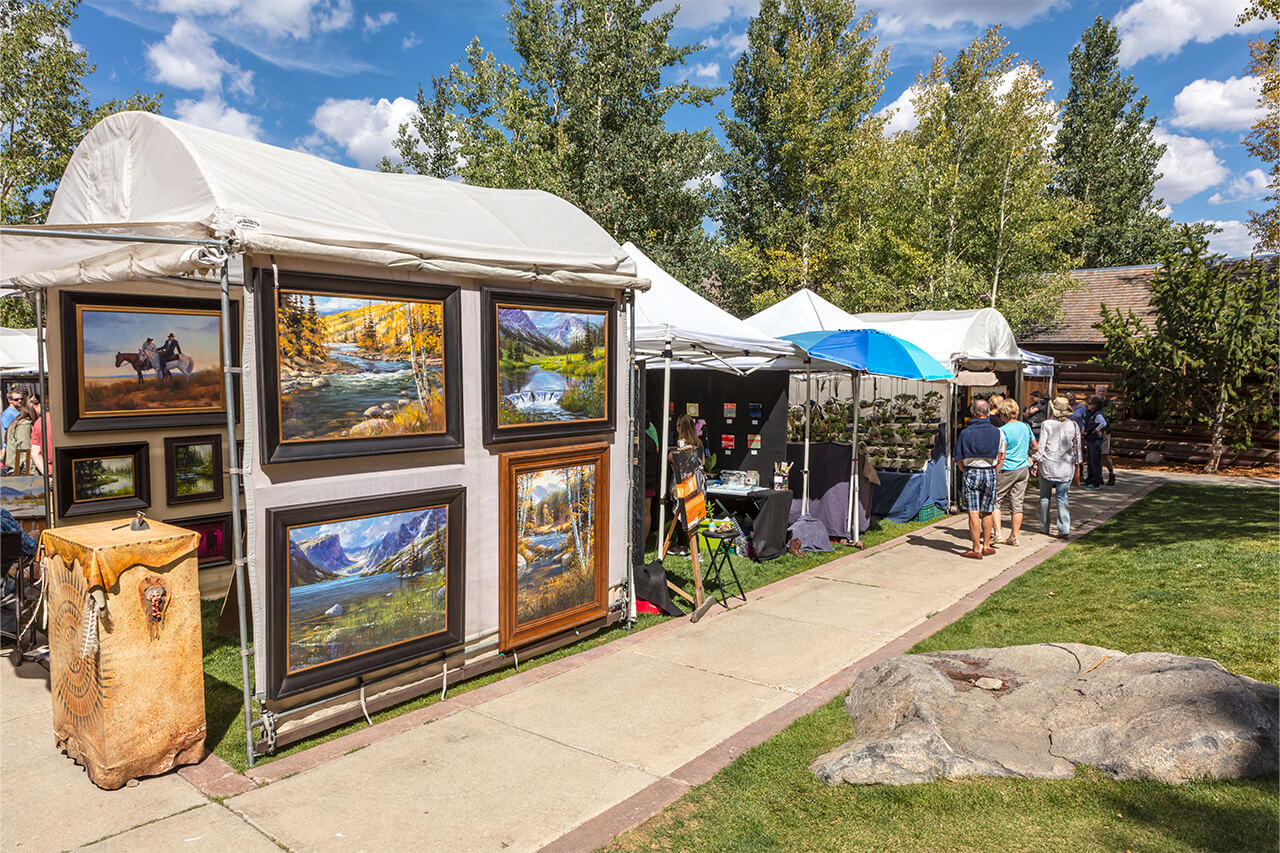 Artist booths set up in Frisco Historic Park at art show