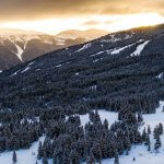 Aerial view of a ski lift at Copper Mountain, I-70, and the 
