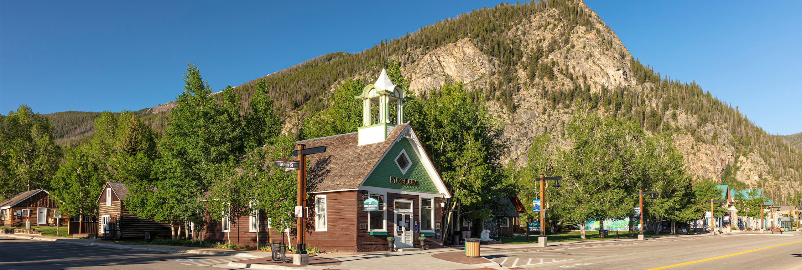 Frisco Main Street and Schoolhouse Museum in spring
