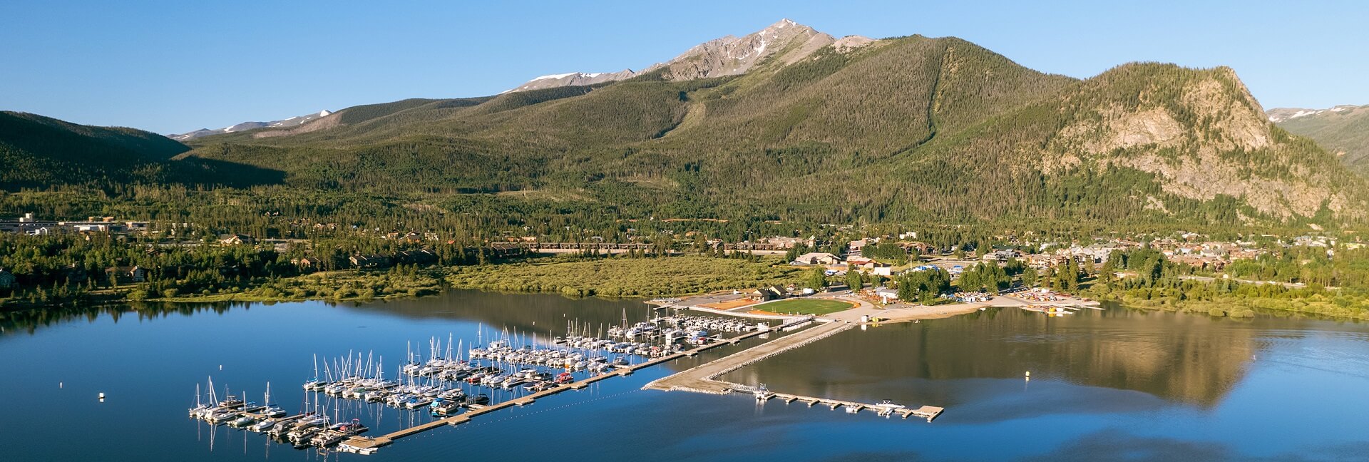 Aerial view of the Frisco Bay Marina with Peak One