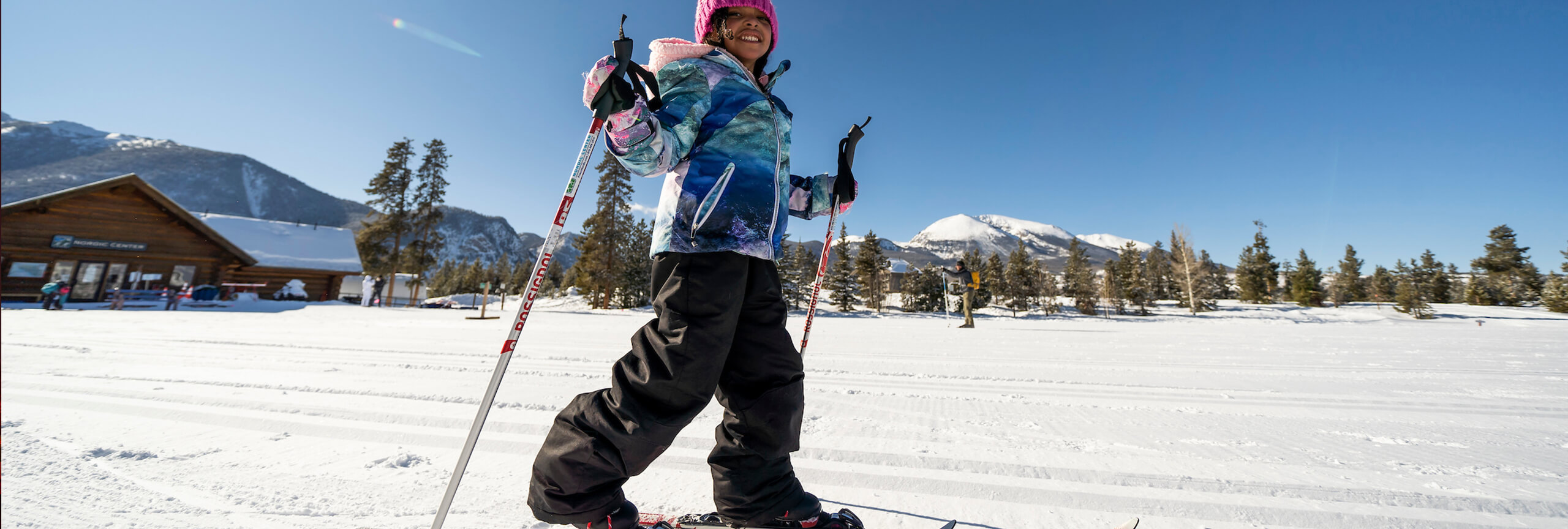 Child cross-country skiing at the Frisco Nordic Center