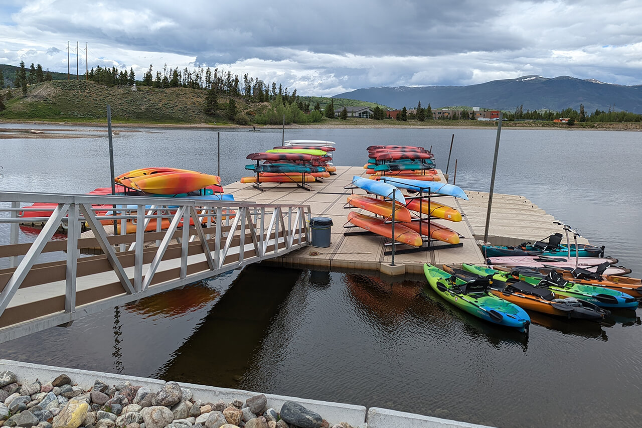 Dock with paddle sport rentals